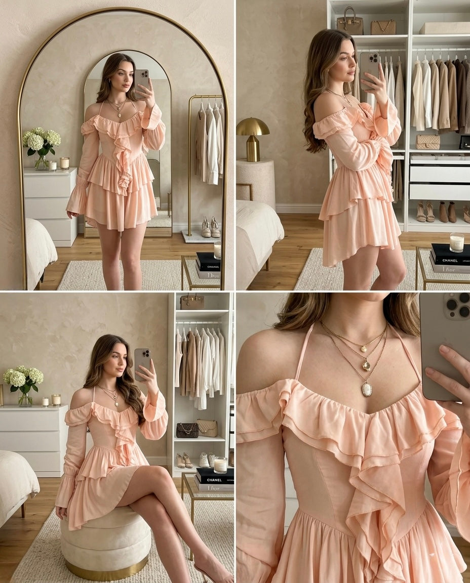 Ruffled Off-Shoulder Dress