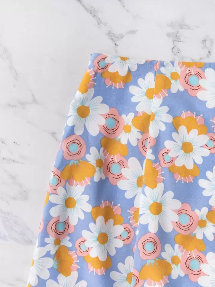 Floral Split Hem Zipper Skirt