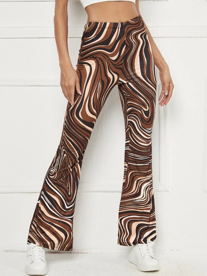 Clothes and You Marble Print Flare Leg Pants