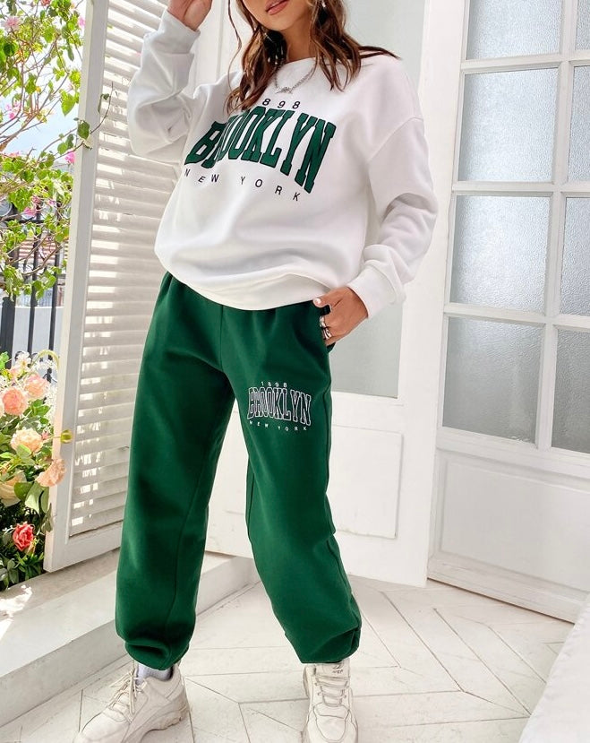 Letter Graphic Drop Shoulder Sweatshirt and Sweatpants - Clothes and You