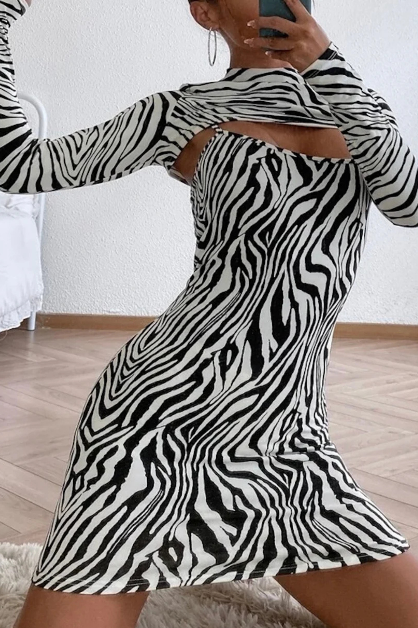 Clothes and You Zebra Striped Super Crop Top & Cami Dress