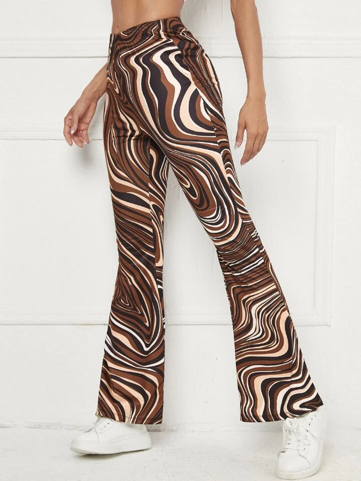Clothes and You Marble Print Flare Leg Pants