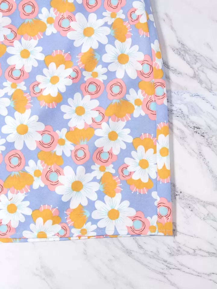 Floral Split Hem Zipper Skirt