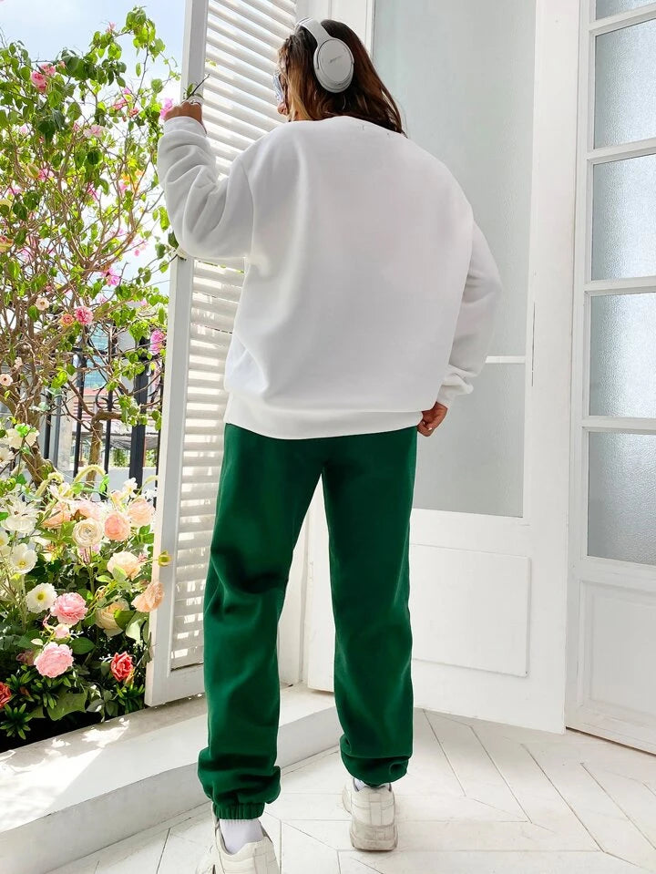 Letter Graphic Drop Shoulder Sweatshirt and Sweatpants - Clothes and You