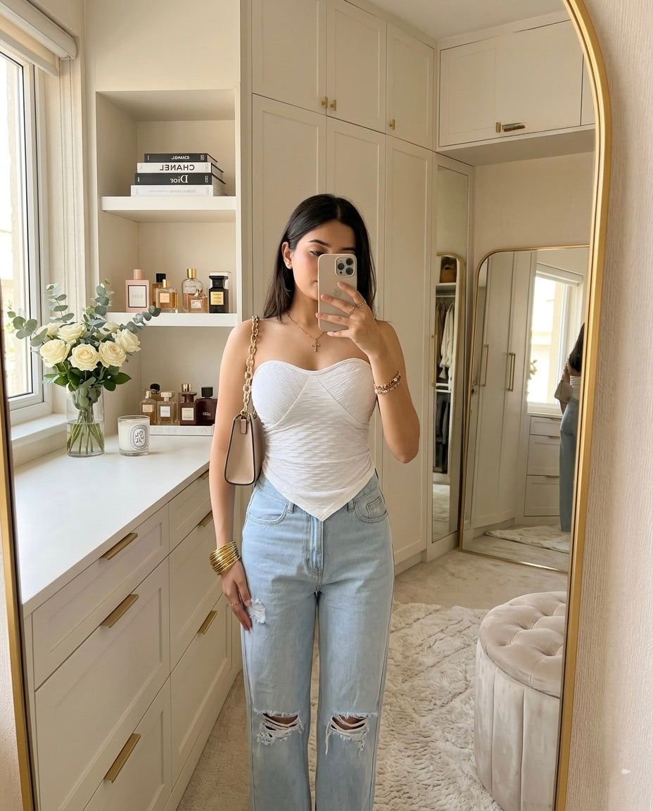 Trending🔥-Effortless Elegance: Textured Handkerchief Hem Top
