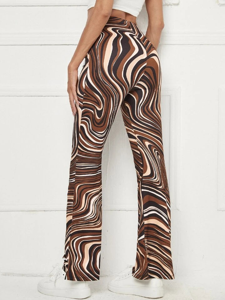 Clothes and You Marble Print Flare Leg Pants