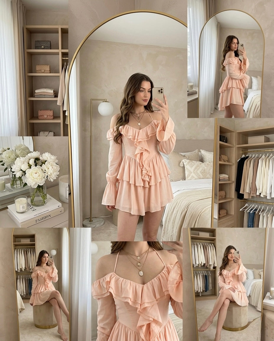 Ruffled Off-Shoulder Dress