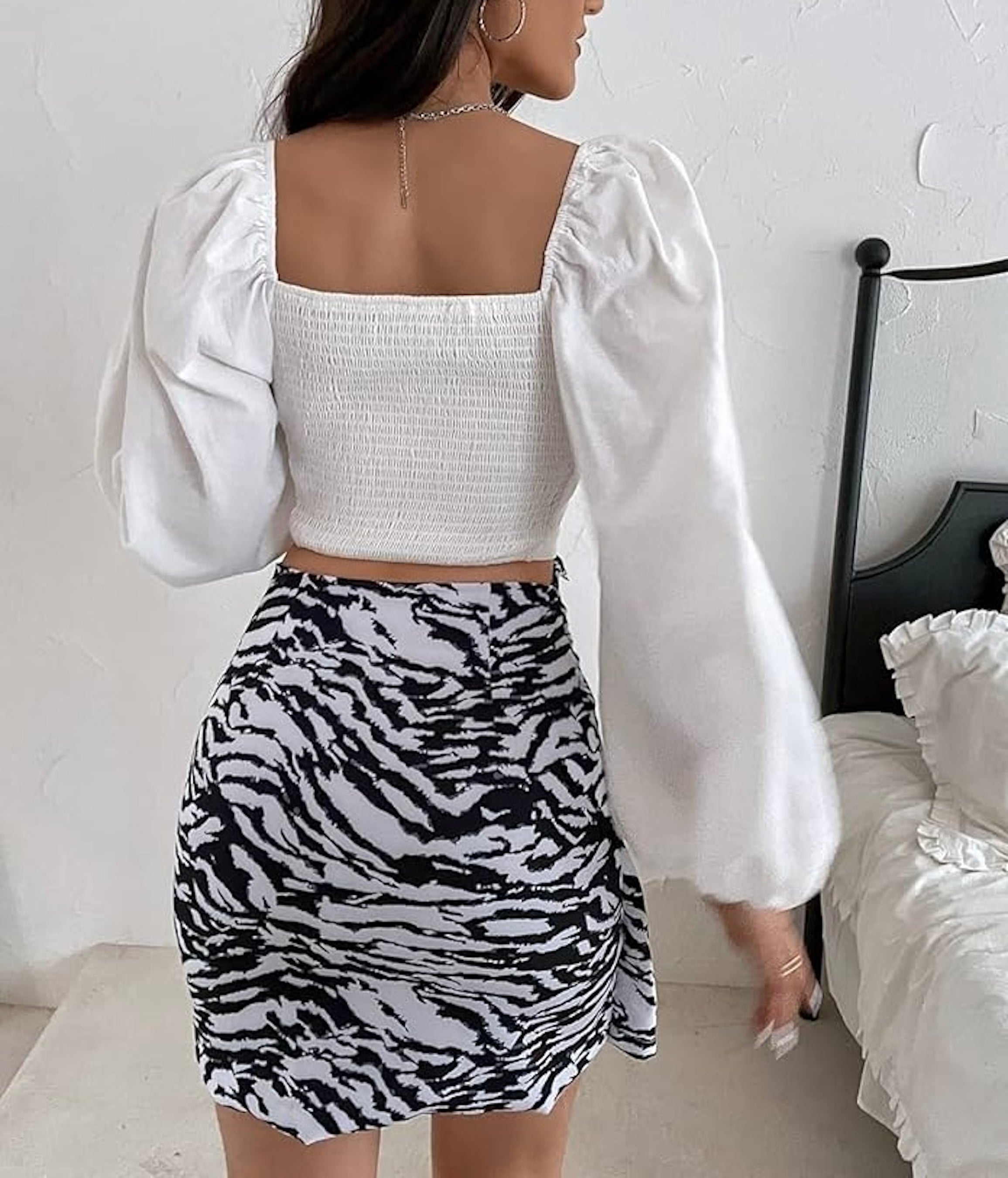 Clothes and You White Shirred Back Crop Top