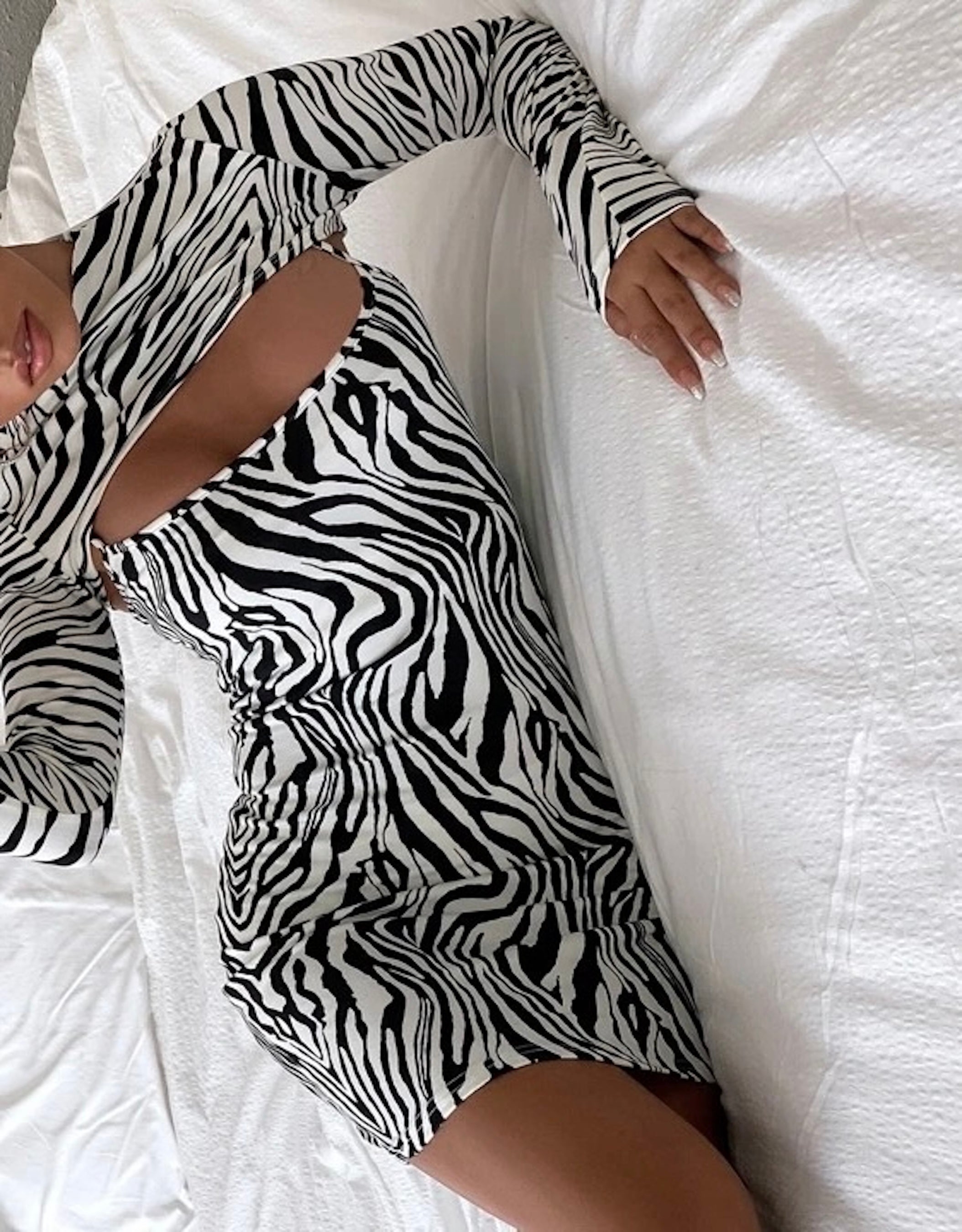 Clothes and You Zebra Striped Super Crop Top & Cami Dress