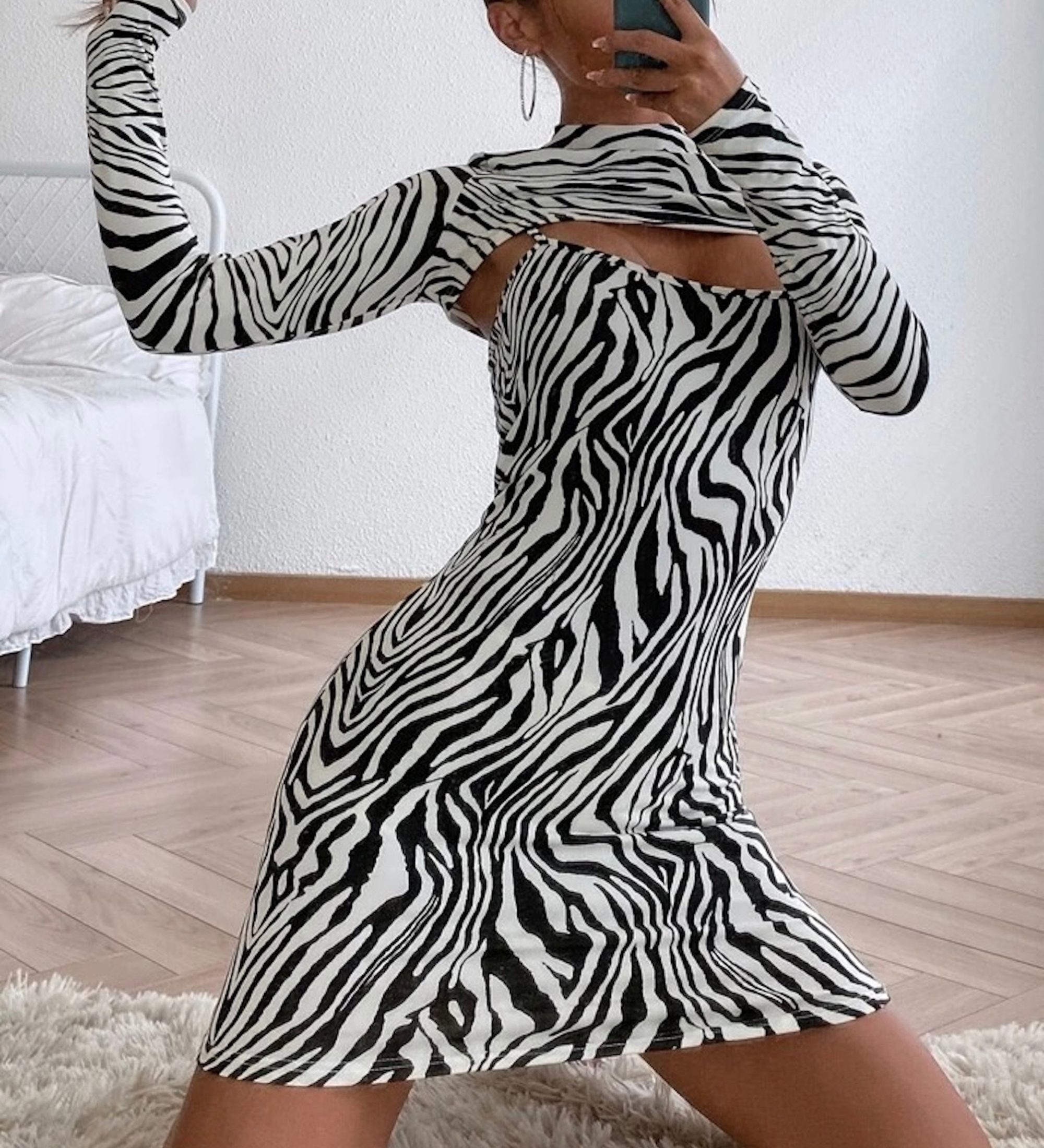 Clothes and You Zebra Striped Super Crop Top & Cami Dress